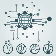Set of technology logo design. Global communication. Connection icon.