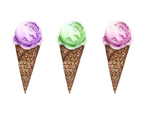  Set ice cream watercolor