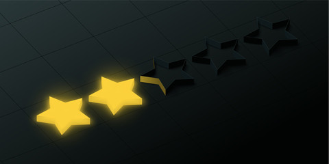 Black bad rating background with two gold stars. - obrazy, fototapety, plakaty