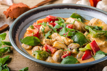 Curry chicken vegetable fresh food