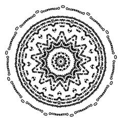 Page of coloring book with. Round composition. Black and white background. Vector illustration. - Vector