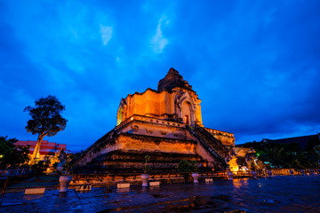 Wat Chedi Luang temple is a Buddhist temple in the historic centre of Chiang Mai, Thailand.