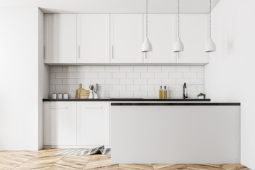 White Scandinavian style kitchen interior