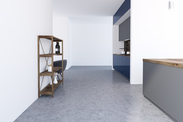 White kitchen with gray bar