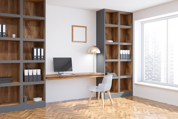 Loft home office corner, white