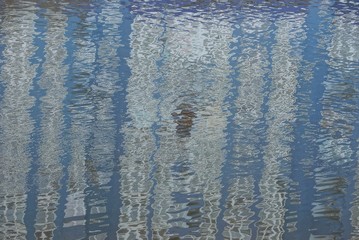 texture of the reflection in the water of the pond of a large house