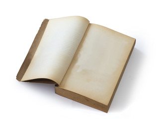 Blank paper on open old book
