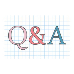 Q&A (questions and answers) written on checkered paper sheet- vector illustration