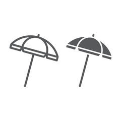 Beach umbrella line and glyph icon, travel and parasol, sun umbrella sign vector graphics, a linear pattern on a white background, eps 10. - obrazy, fototapety, plakaty