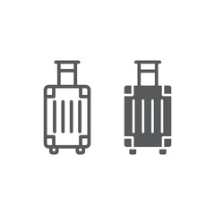 Luggage line and glyph icon, travel and tourism, travel bag sign vector graphics, a linear pattern on a white background, eps 10.