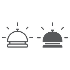 Fototapeta premium Hotel bell line and glyph icon, travel and hotel, reception sign vector graphics, a linear pattern on a white background, eps 10.