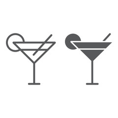 Cocktail line and glyph icon, travel and tourism, drink sign vector graphics, a linear pattern on a white background, eps 10.