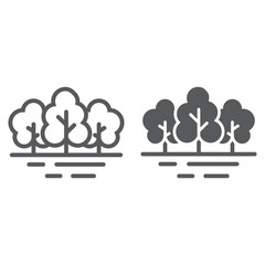 Forest line and glyph icon, travel and tourism, tree sign vector graphics, a linear pattern on a white background, eps 10.