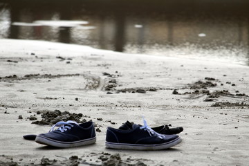 Lost shoe on the beach