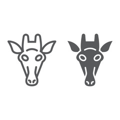 Giraffe line and glyph icon, animal and zoo, mammal sign vector graphics, a linear pattern on a white background, eps 10.