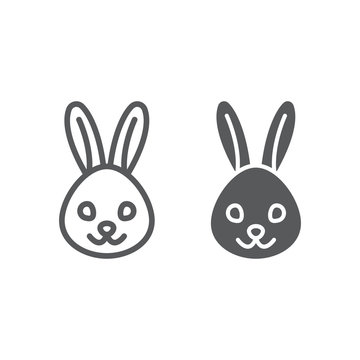 Rabbit line and glyph icon, animal and zoo, bunny sign vector graphics, a linear pattern on a white background, eps 10.