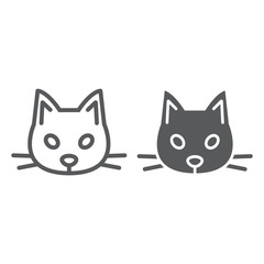 Cat line and glyph icon, animal and zoo, pet sign vector graphics, a linear pattern on a white background, eps 10.