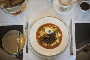 stew with sauce and garnish