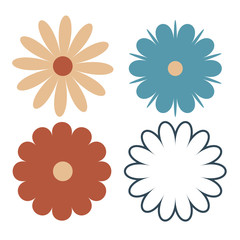 Fototapeta na wymiar Set of four different flowers Isolated on white background, simple flat style esp10 vector illustration.