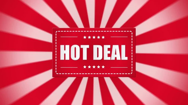 Hot Deal banner with sunburst effect on white and red background
