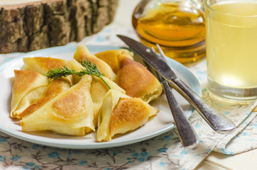 triangles with meat