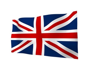 Waving flag of the Great Britain. British flag. United Kingdom of Great Britain and Northern Ireland. State symbol of the UK. 3D illustration