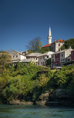 neretva river and old town of mostar bosnia view