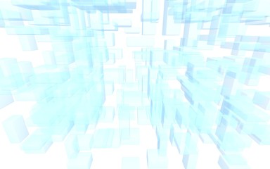 Blue and white abstract digital and technology background. The pattern with repeating rectangles. 3D illustration