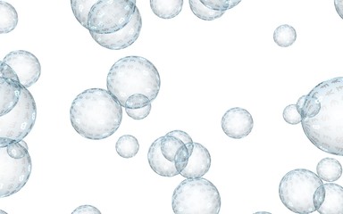 Bitcoin economic financial bubble. Cryptocurrency 3D illustration. Business concept. Bue bubbles on a white background