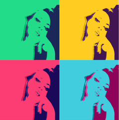 Pop art background with a grils face 