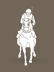 Fototapeta na wymiar Horse racing ,Jockey riding horse, graphic vector.