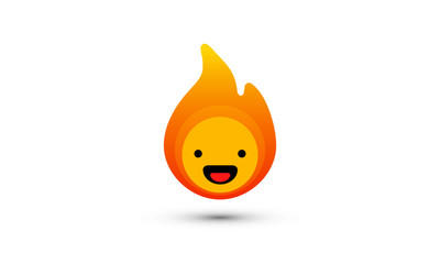 Flame With Smiling Happy Face Vector Illustration