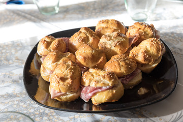 Homemade sandwiches with sliced