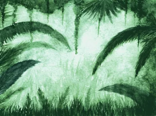  Summer. Tropical green jungle in watercolor © evgenii141