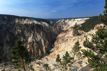Grand View Overlook of Grand Canyon in Yellowstone NP, USA 