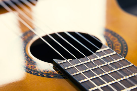 Guitar strings, sunlight