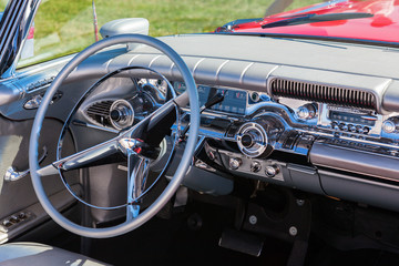 Interior with Chrome in a classic car