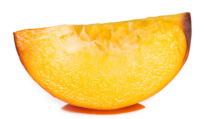 Fototapeta na wymiar Peach slice isolated. Peach slice on white. Peach. With clipping path