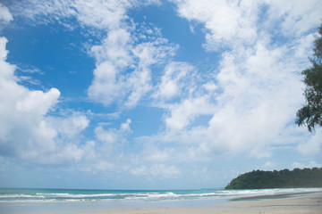 beach with blue sky and cloud. The island name Koh Kood of thailand.