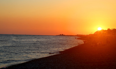 Fototapeta premium Photo landscape sunset at the sea