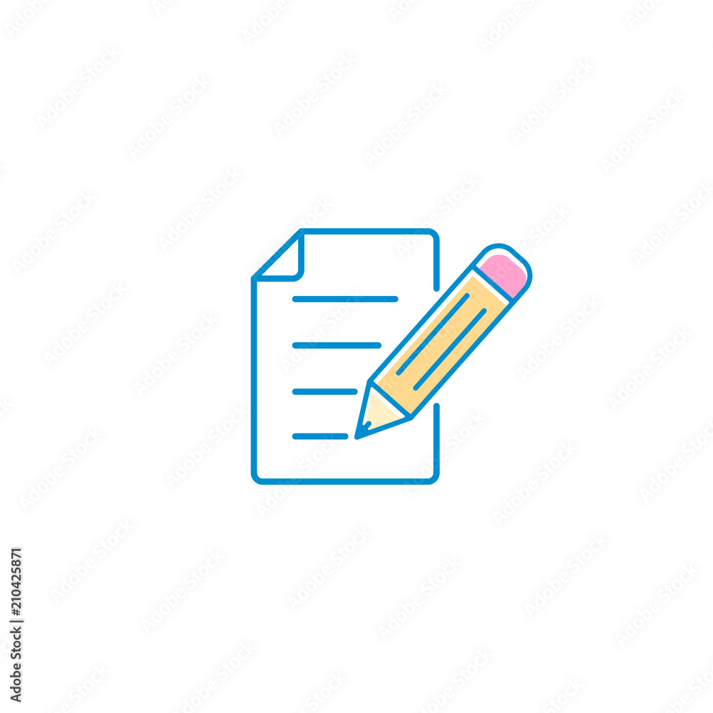 Poster document with pencil line icon. vector isolated outline symbol