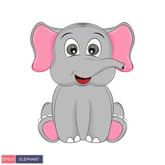 Hand drawn vector illustration of a cute elephant