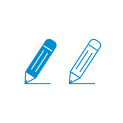 Pencil Icon Set Vector Blue pictogram illustration on white background