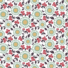 Floral seamless pattern with abstract flowers in pastel colours.