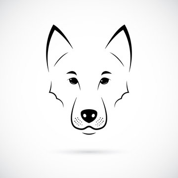 Wolf Muzzle on white background. Line art. Minimalist animal icon for your design.