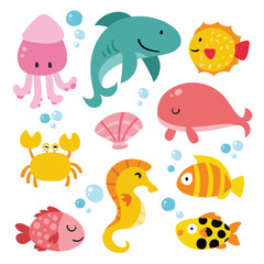 Fototapeta premium ocean animals collection design