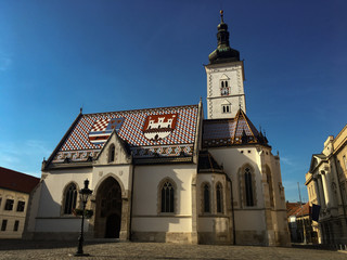 Fototapeta premium The Church of St Mark, Zagreb, Croatia. Built in the Late Gothic style.