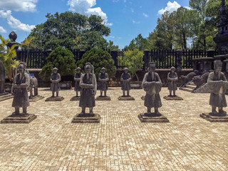 Stone warrior statues at the Imperial Khai Dinh Tomb, Hue, Vietnam