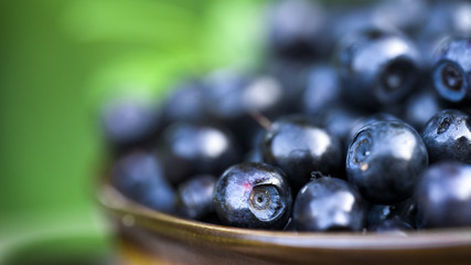 .blueberries in a plate, macro