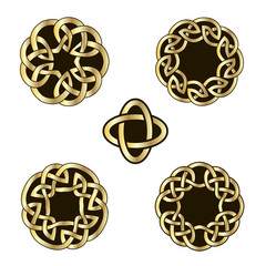 Set of vintage icons of traditional celtic style ornament.
